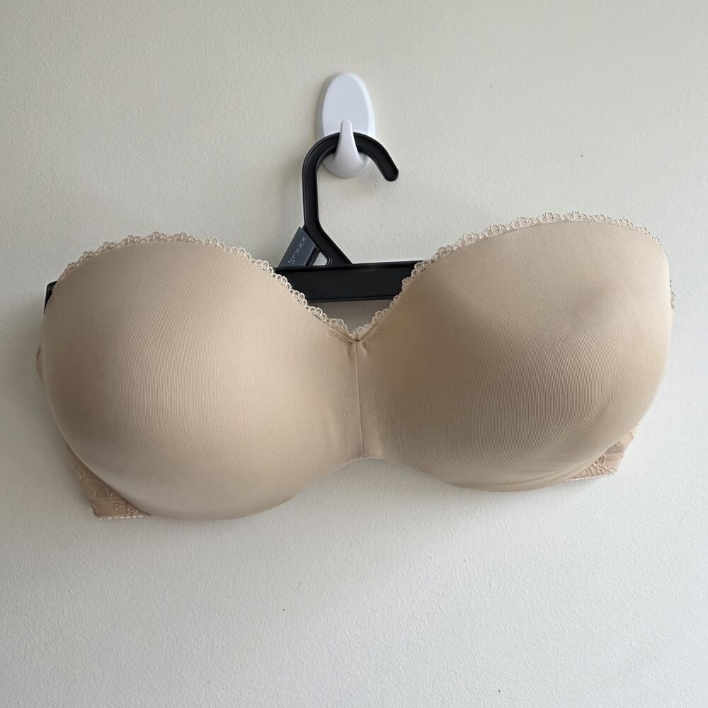 Vanity Fair 36D Bra 2111121 Beige Gel‎ Touch Strapless Convertible Underwire